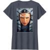 imageStar Wars Ahsoka Tano Face ampamp Logo Poster Art Disney 2Sided TShirtHeather Blue