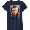 imageStar Wars Ahsoka Tano Face ampamp Logo Poster Art Disney 2Sided TShirtNavy Blue