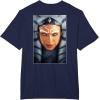imageStar Wars Ahsoka Tano Face ampamp Logo Poster Art Disney 2Sided TShirtNavy Blue