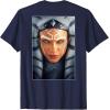 imageStar Wars Ahsoka Tano Face ampamp Logo Poster Art Disney 2Sided TShirtNavy Blue