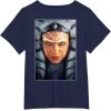 imageStar Wars Ahsoka Tano Face ampamp Logo Poster Art Disney 2Sided TShirtNavy Blue