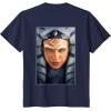 imageStar Wars Ahsoka Tano Face ampamp Logo Poster Art Disney 2Sided TShirtNavy Blue