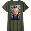 imageStar Wars Ahsoka Tano Face ampamp Logo Poster Art Disney 2Sided TShirtOlive Green