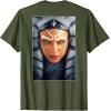 imageStar Wars Ahsoka Tano Face ampamp Logo Poster Art Disney 2Sided TShirtOlive Green
