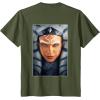 imageStar Wars Ahsoka Tano Face ampamp Logo Poster Art Disney 2Sided TShirtOlive Green