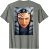 imageStar Wars Ahsoka Tano Face ampamp Logo Poster Art Disney 2Sided TShirtOlive Heather