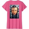 imageStar Wars Ahsoka Tano Face ampamp Logo Poster Art Disney 2Sided TShirtPink Heather