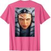 imageStar Wars Ahsoka Tano Face ampamp Logo Poster Art Disney 2Sided TShirtPink Heather