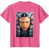 imageStar Wars Ahsoka Tano Face ampamp Logo Poster Art Disney 2Sided TShirtPink Heather