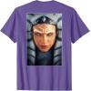 imageStar Wars Ahsoka Tano Face ampamp Logo Poster Art Disney 2Sided TShirtPurple Heather