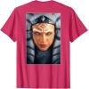 imageStar Wars Ahsoka Tano Face ampamp Logo Poster Art Disney 2Sided TShirtRed Heather