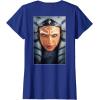 imageStar Wars Ahsoka Tano Face ampamp Logo Poster Art Disney 2Sided TShirtRoyal Blue