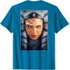 imageStar Wars Ahsoka Tano Face ampamp Logo Poster Art Disney 2Sided TShirtSapphire Blue