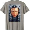 imageStar Wars Ahsoka Tano Face ampamp Logo Poster Art Disney 2Sided TShirtSlate Grey