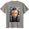 imageStar Wars Ahsoka Tano Face ampamp Logo Poster Art Disney 2Sided TShirtSlate Grey
