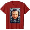 imageStar Wars Ahsoka Tano Face ampamp Logo Series Poster Art Disney TShirtCranberry Red