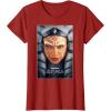 imageStar Wars Ahsoka Tano Face ampamp Logo Series Poster Art Disney TShirtCranberry Red