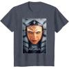 imageStar Wars Ahsoka Tano Face ampamp Logo Series Poster Art Disney TShirtHeather Blue