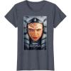 imageStar Wars Ahsoka Tano Face ampamp Logo Series Poster Art Disney TShirtHeather Blue