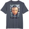 imageStar Wars Ahsoka Tano Face ampamp Logo Series Poster Art Disney TShirtHeather Blue