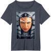 imageStar Wars Ahsoka Tano Face ampamp Logo Series Poster Art Disney TShirtHeather Blue