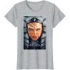 imageStar Wars Ahsoka Tano Face ampamp Logo Series Poster Art Disney TShirtHeather Grey