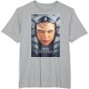 imageStar Wars Ahsoka Tano Face ampamp Logo Series Poster Art Disney TShirtHeather Grey