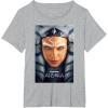 imageStar Wars Ahsoka Tano Face ampamp Logo Series Poster Art Disney TShirtHeather Grey
