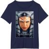 imageStar Wars Ahsoka Tano Face ampamp Logo Series Poster Art Disney TShirtNavy Blue