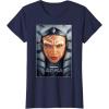 imageStar Wars Ahsoka Tano Face ampamp Logo Series Poster Art Disney TShirtNavy Blue