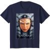 imageStar Wars Ahsoka Tano Face ampamp Logo Series Poster Art Disney TShirtNavy Blue