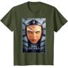 imageStar Wars Ahsoka Tano Face ampamp Logo Series Poster Art Disney TShirtOlive Green
