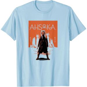 imageStar Wars Ahsoka Full Body City Stencil Portrait TShirtBaby Blue