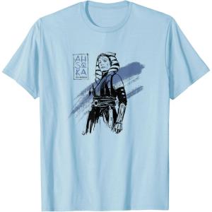 imageStar Wars Ahsoka Inked Sketch Blue Paint Smear TShirtBaby Blue