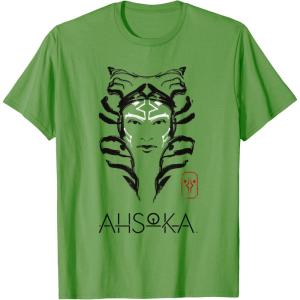 imageStar Wars Ahsoka Minimalist Face Portrait TShirtGrass Green