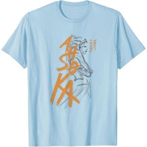 imageStar Wars Ahsoka Outline Paint Brush Strokes Portrait TShirtBaby Blue