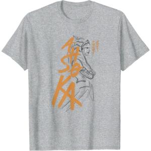 imageStar Wars Ahsoka Outline Paint Brush Strokes Portrait TShirtHeather Grey