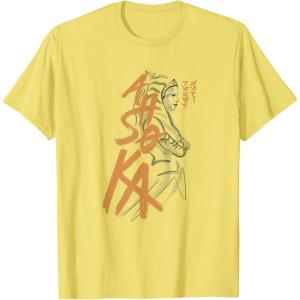 imageStar Wars Ahsoka Outline Paint Brush Strokes Portrait TShirtLemon Yellow