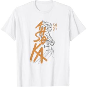 imageStar Wars Ahsoka Outline Paint Brush Strokes Portrait TShirtWhite