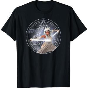 imageStar Wars Ahsoka Part 5 White Costume Lightsabers ampamp StarMap TShirtBlack