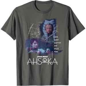 imageStar Wars Ahsoka Part Four Sabine Rebel Aurebesh Disney TShirtAsphalt Grey