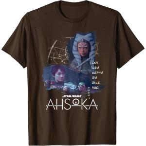 imageStar Wars Ahsoka Part Four Sabine Rebel Aurebesh Disney TShirtBrown
