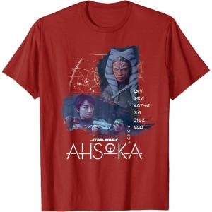 imageStar Wars Ahsoka Part Four Sabine Rebel Aurebesh Disney TShirtCranberry Red
