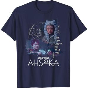 imageStar Wars Ahsoka Part Four Sabine Rebel Aurebesh Disney TShirtNavy Blue