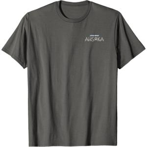 imageStar Wars Ahsoka Tano Face ampamp Logo Poster Art Disney 2Sided TShirtAsphalt Grey