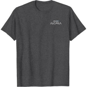 imageStar Wars Ahsoka Tano Face ampamp Logo Poster Art Disney 2Sided TShirtDark Heather Grey