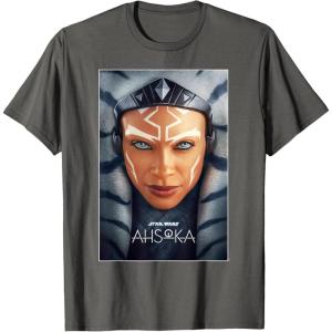 imageStar Wars Ahsoka Tano Face ampamp Logo Series Poster Art Disney TShirtAsphalt Grey
