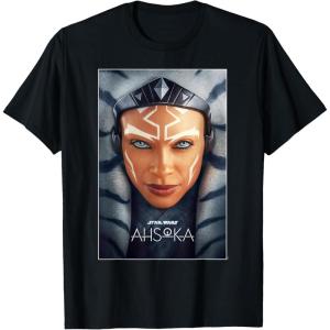 imageStar Wars Ahsoka Tano Face ampamp Logo Series Poster Art Disney TShirtBlack