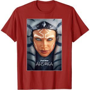 imageStar Wars Ahsoka Tano Face ampamp Logo Series Poster Art Disney TShirtCranberry Red