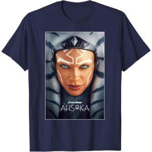 imageStar Wars Ahsoka Tano Face ampamp Logo Series Poster Art Disney TShirtNavy Blue